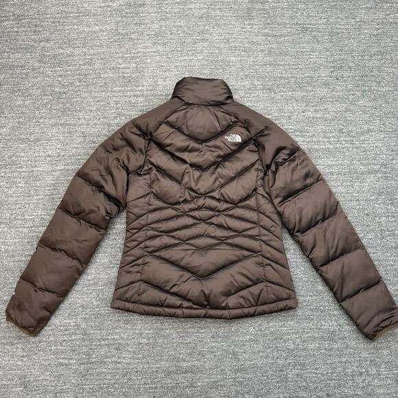 North Face Jacket Women Small Brown 550 Down Puffer Quilted Winter Coat Full Zip - Picture 3 of 15